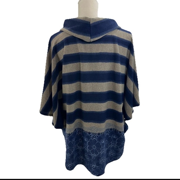 1x Roz & Ali Blue & Tan Striped Cowl Neck top - Picture 3 of 7
